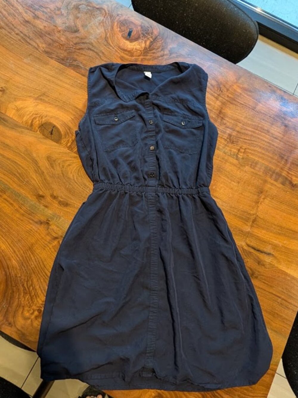 Old Navy - Button-Up Sleeveless Shirt Dress | Size Small | Navy Blue